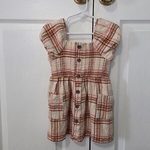 Cat & Jack Cream and Red Plaid Dress